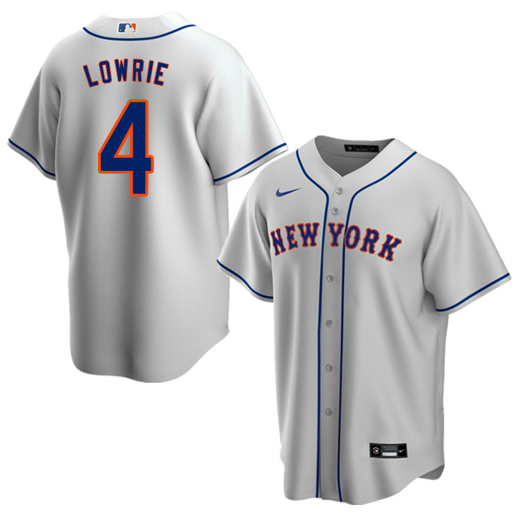 Nike Men #4 Jed Lowrie New York Mets Baseball Jerseys Sale-Gray